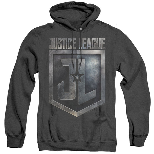 Justice League Movie Shield Logo Mens Heather Hoodie Black Officially Licensed