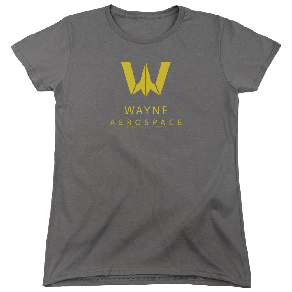 Justice League Movie Wayne Aerospace Womens T Shirt Charcoal