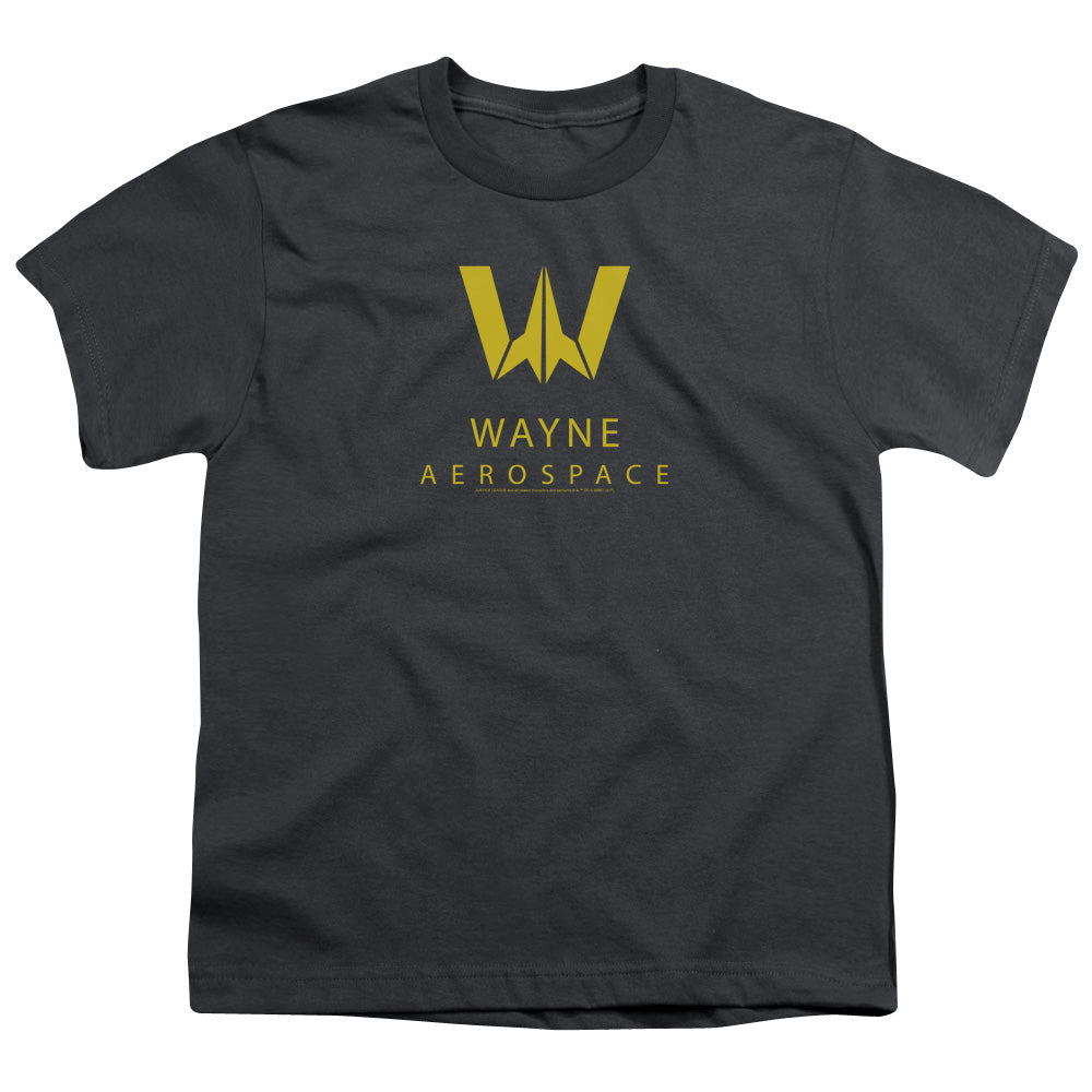 Justice League Movie Wayne Aerospace Kids Youth T Shirt Charcoal