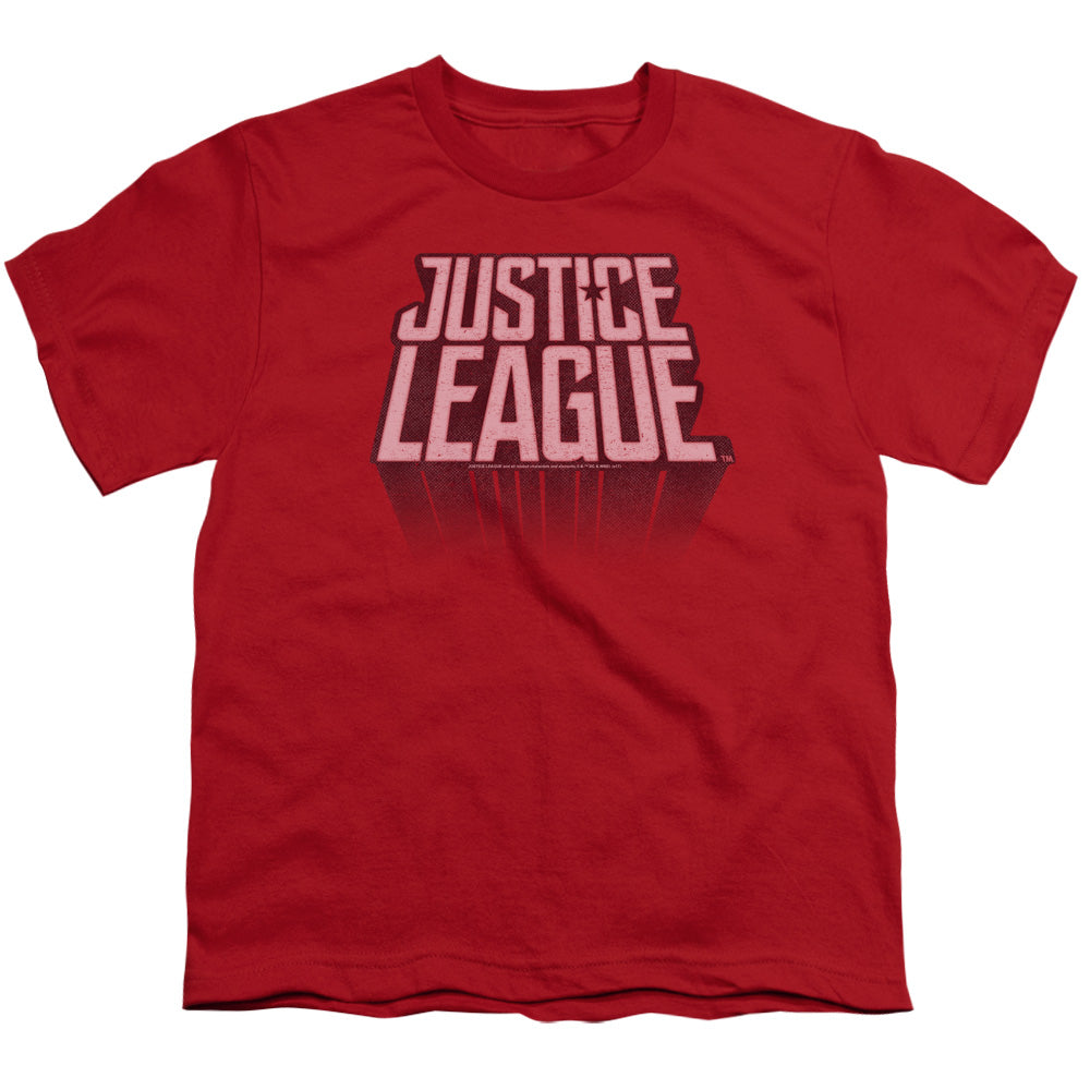 Justice League Movie League Distressed Kids Youth T Shirt Red