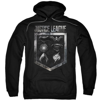 Justice League Movie Shield of Emblems Mens Hoodie Black