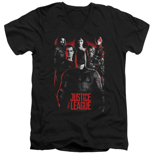 Justice League Movie the League Mens Slim Fit V-Neck T Shirt Black