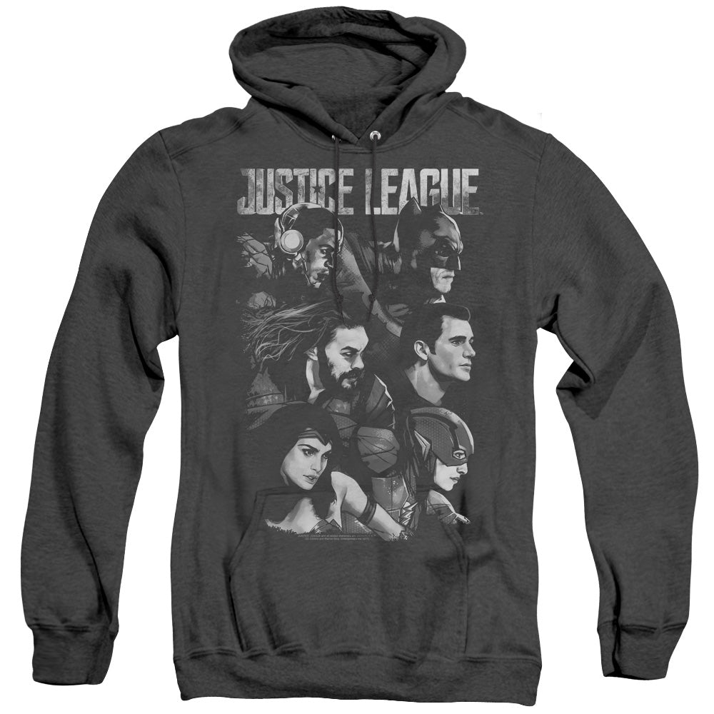 Justice League Movie Pushing Forward Mens Heather Hoodie Black Officially Licensed