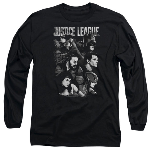 Justice League Movie Pushing Forward Mens Long Sleeve Shirt Black