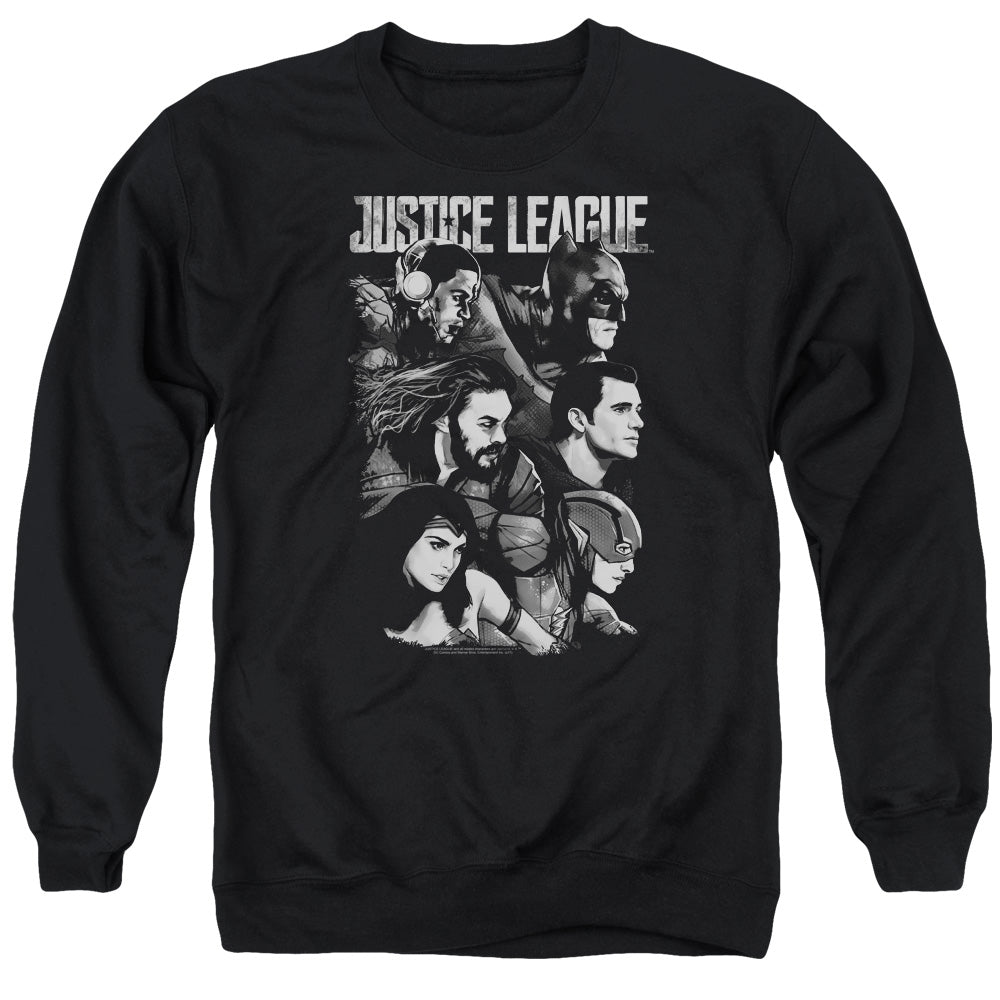 Justice League Movie Pushing Forward Mens Crewneck Sweatshirt Black