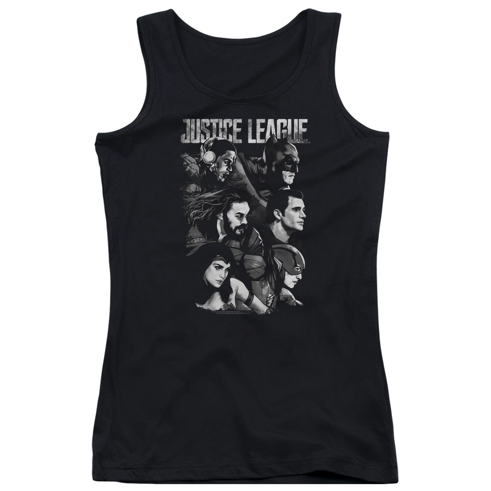 Justice League Movie Pushing Forward Womens Tank Top Shirt Black