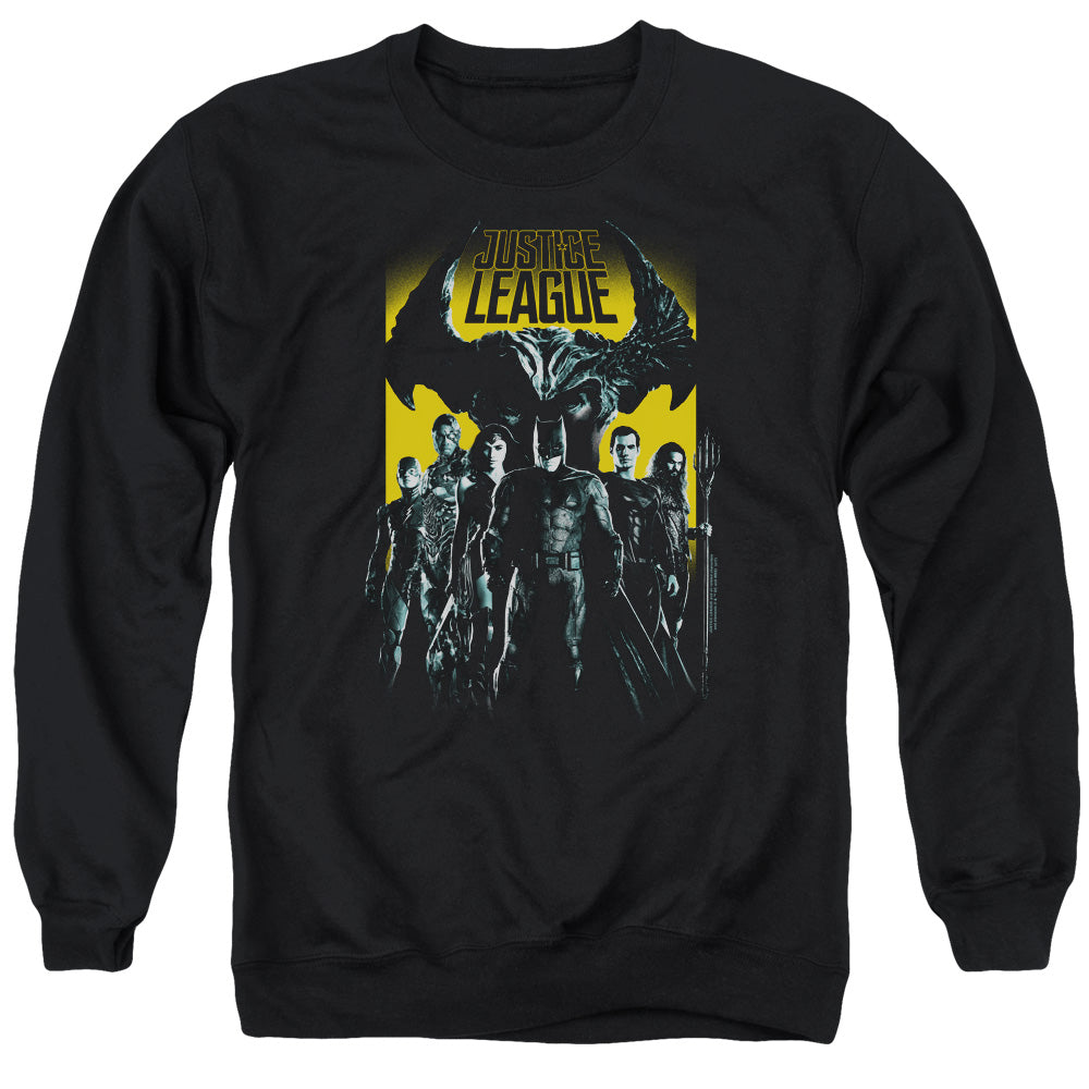 Justice League Movie Stand Up to Evil Mens Crewneck Sweatshirt Black