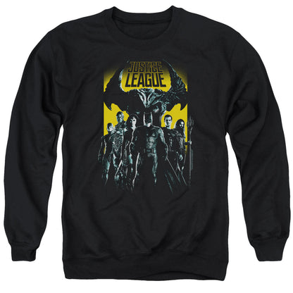 Justice League Movie Stand Up to Evil Mens Crewneck Sweatshirt Black