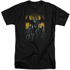 Justice League Movie Stand Up to Evil Mens Tall T Shirt Black
