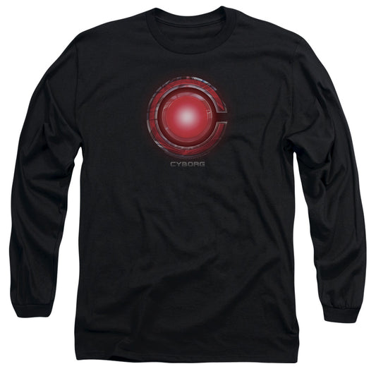 Justice League Movie Cyborg Logo Mens Long Sleeve Shirt Black