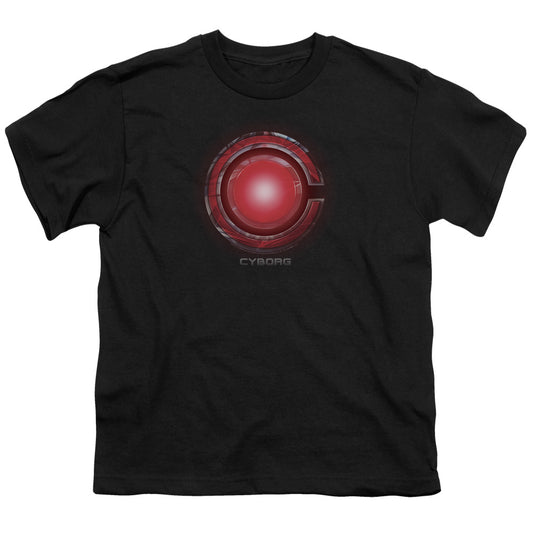 Justice League Movie Cyborg Logo Kids Youth T Shirt Black