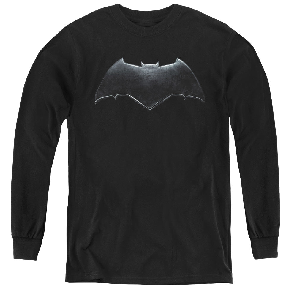 Justice League Movie Batman Logo Long Sleeve Kids Youth T Shirt Black