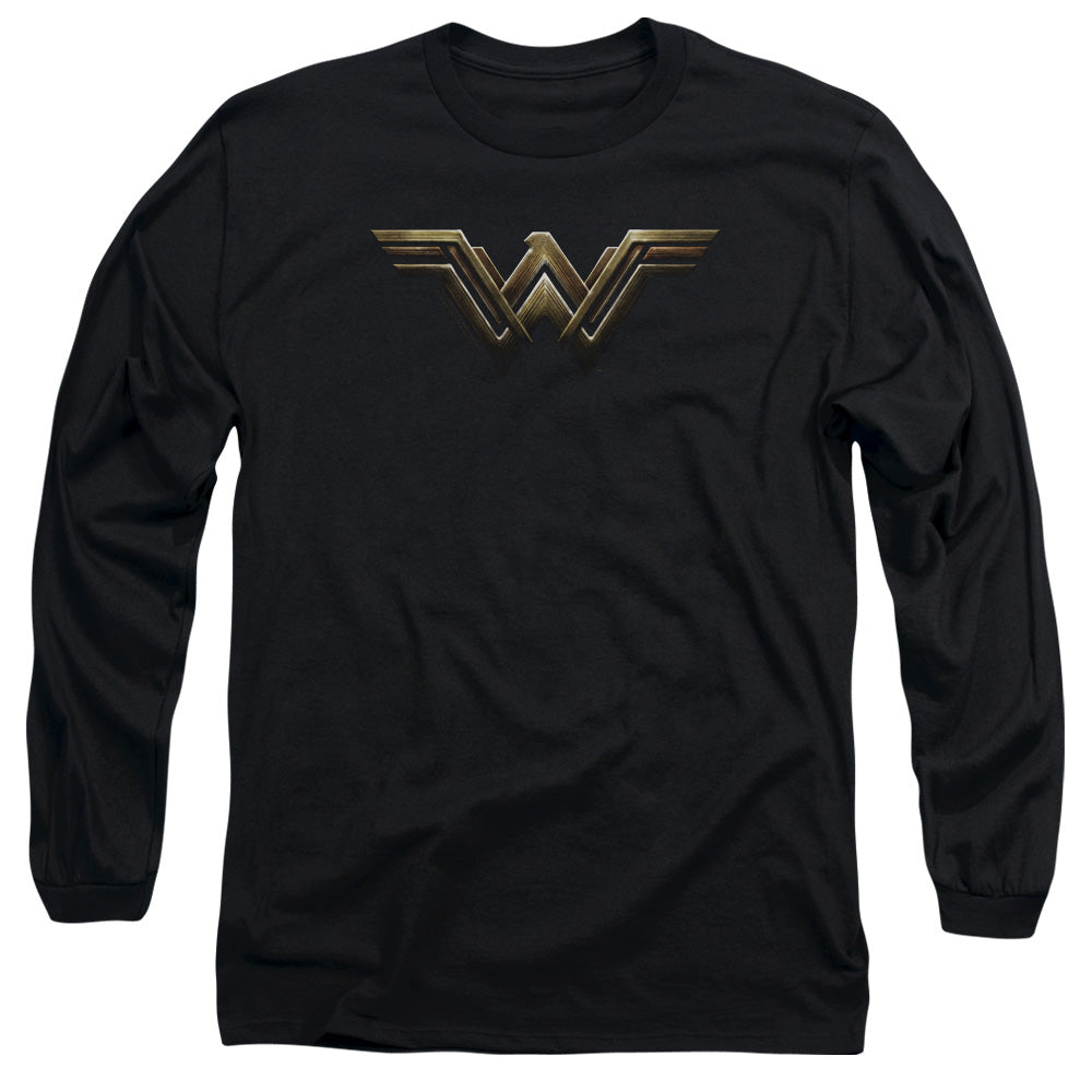 Justice League Movie Wonder Woman Logo Mens Long Sleeve Shirt Black