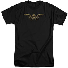Load image into Gallery viewer, Justice League Movie Wonder Woman Logo Mens Tall T Shirt Black