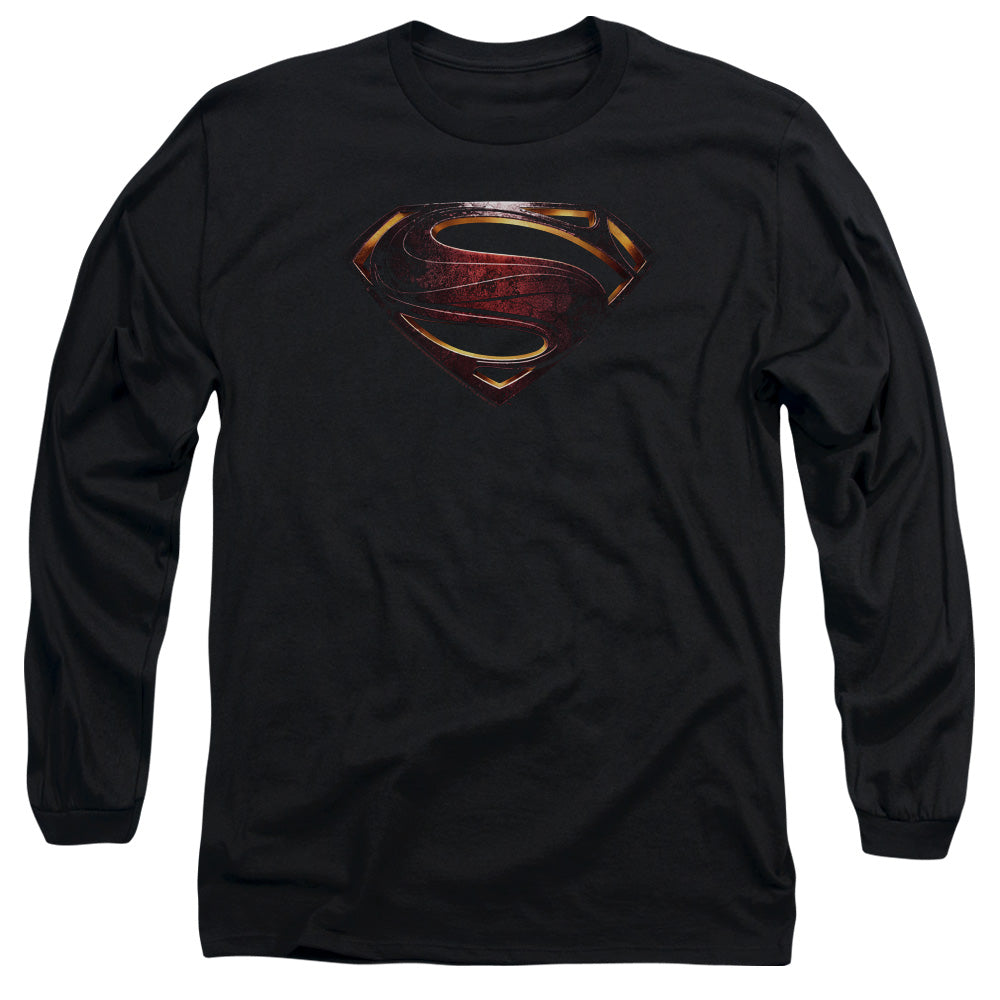 Justice League Movie Superman Logo Mens Long Sleeve Shirt Black