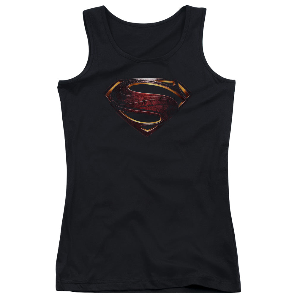 Justice League Movie Superman Logo Womens Tank Top Shirt Black