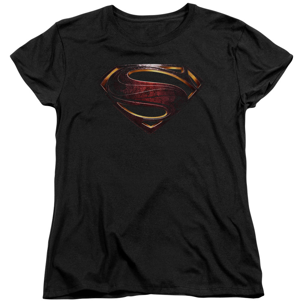 Justice League Movie Superman Logo Womens T Shirt Black