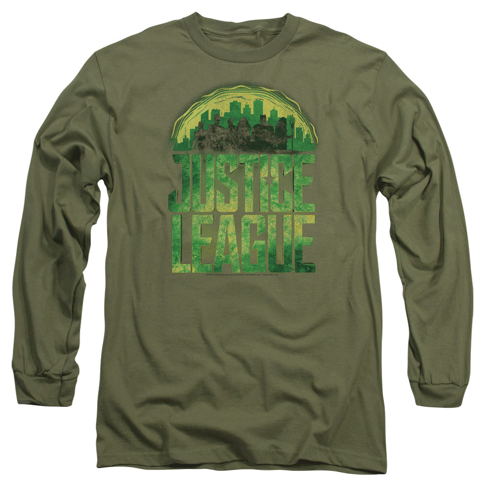 Justice League Movie Kryptonite Mens Long Sleeve Shirt Military Green