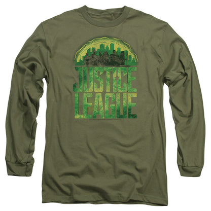 Justice League Movie Kryptonite Mens Long Sleeve Shirt Military Green