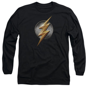 Justice League Movie Flash Logo Mens Long Sleeve Shirt Black