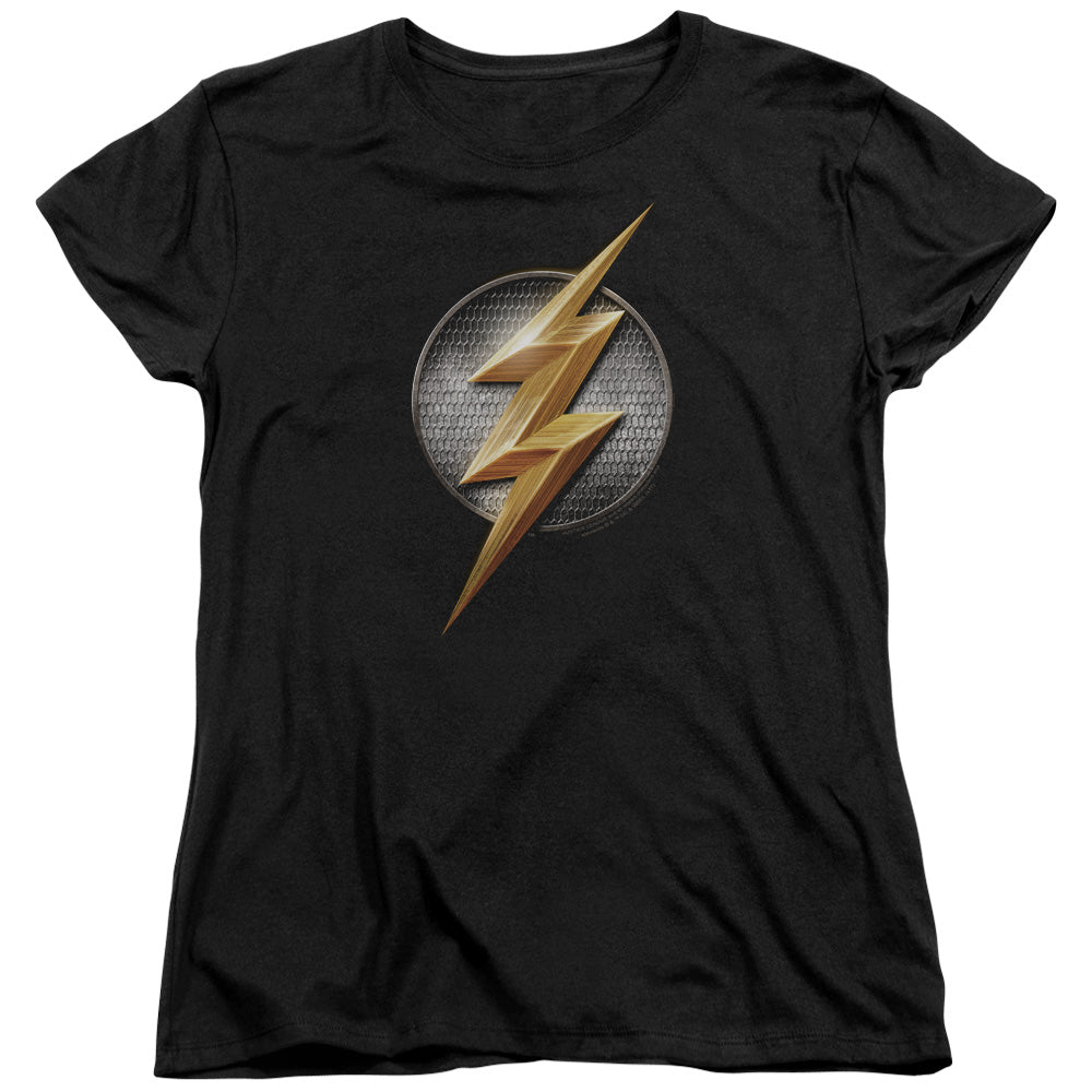 Justice League Movie Flash Logo Womens T Shirt Black