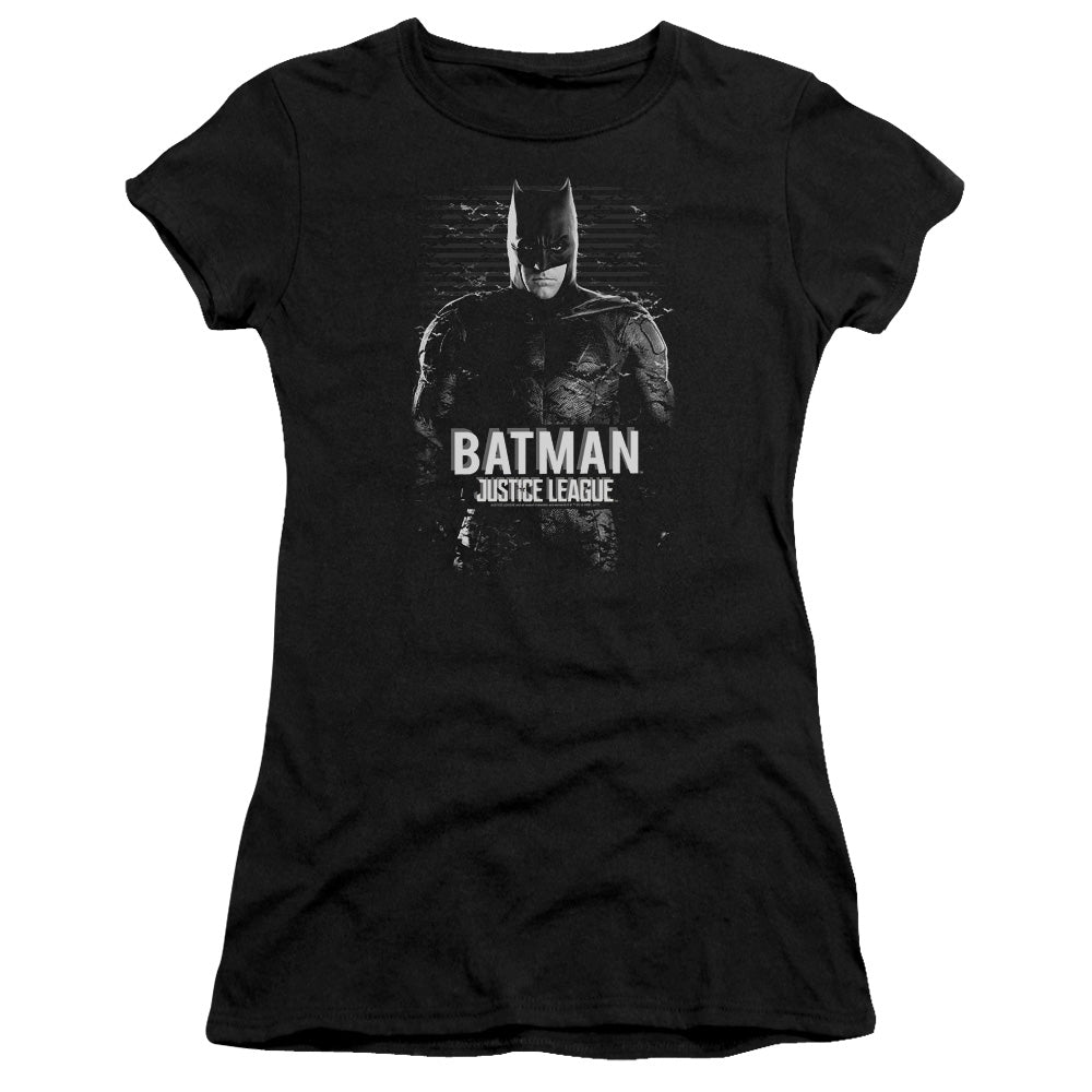 Justice League Movie Batman Junior Sheer Cap Sleeve Womens T Shirt Black