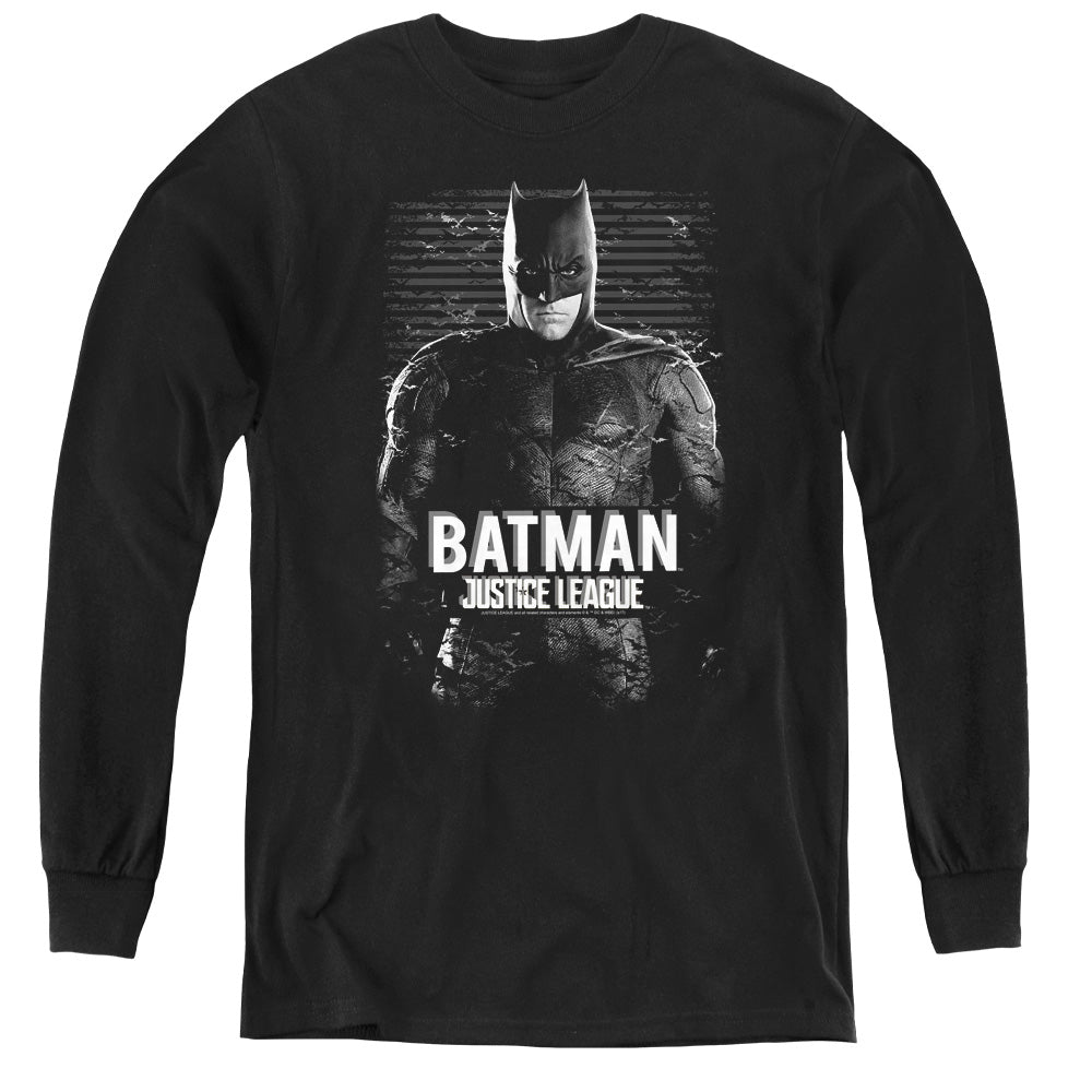 Justice League Movie Batman Long Sleeve Kids Youth T Shirt Black