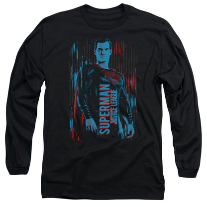 Justice League Movie Superman Mens Long Sleeve Shirt Black