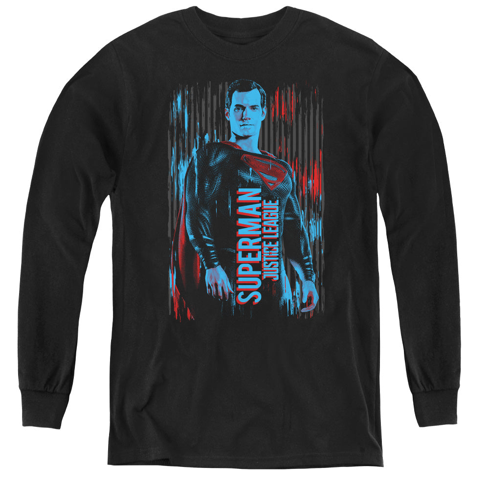 Justice League Movie Superman Long Sleeve Kids Youth T Shirt Black