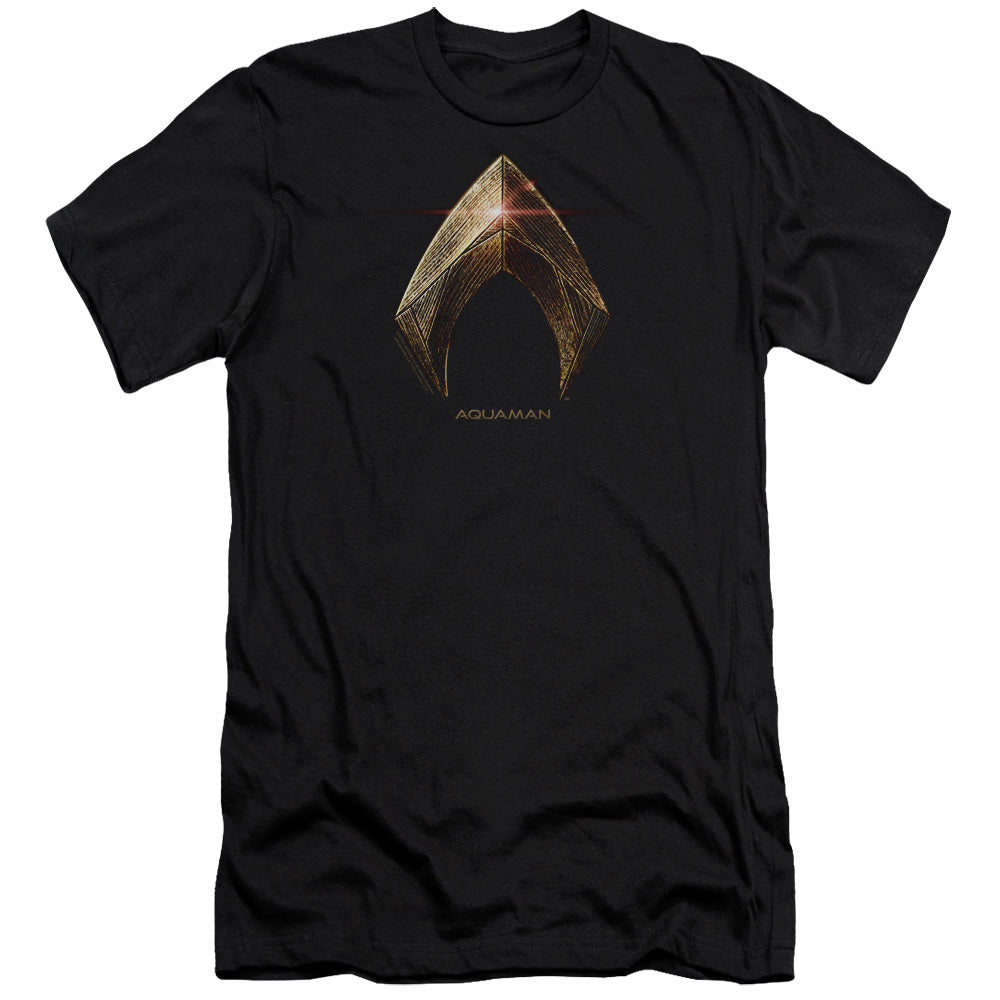 Justice League Movie Aquaman Logo Slim Fit Mens T Shirt Black