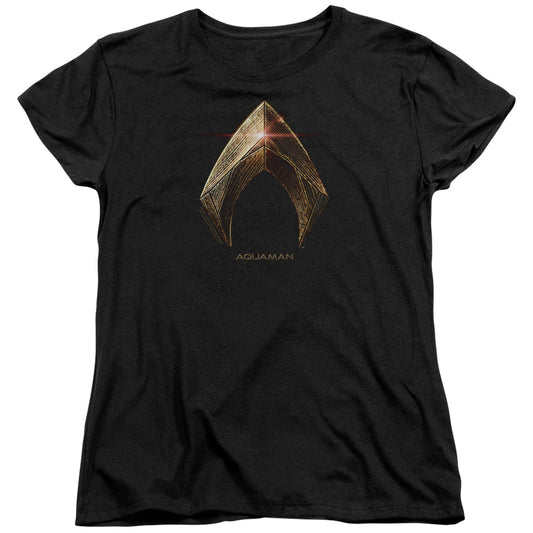 Justice League Movie Aquaman Logo Womens T Shirt Black