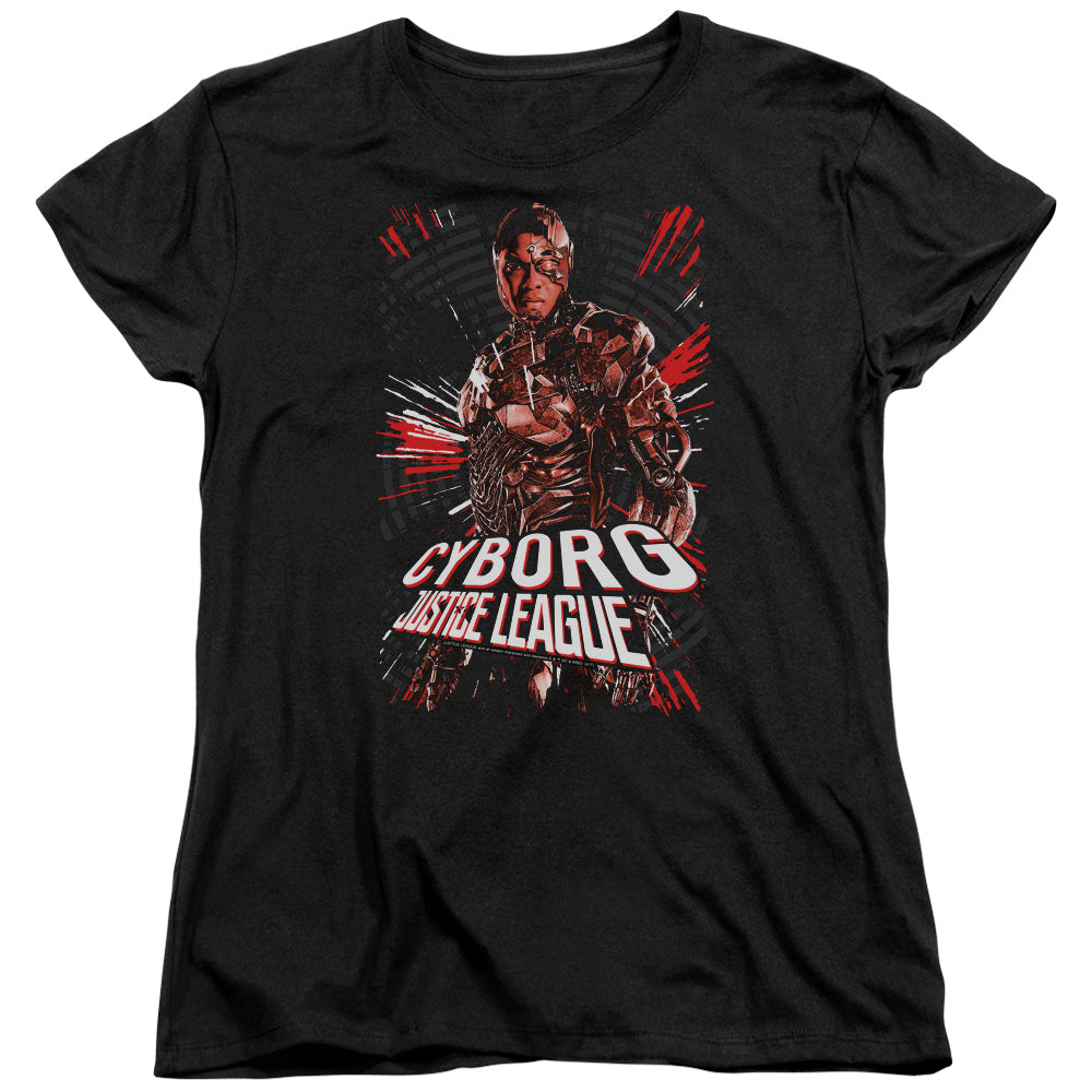 Justice League Movie Cyborg Womens T Shirt Black
