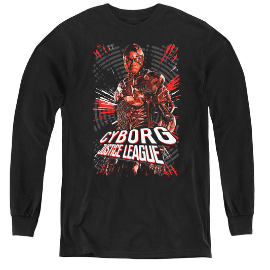 Justice League Movie Cyborg Long Sleeve Kids Youth T Shirt Black