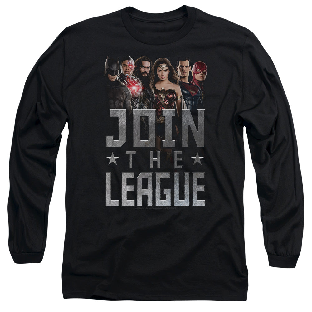 Justice League Movie Join the League Mens Long Sleeve Shirt Black