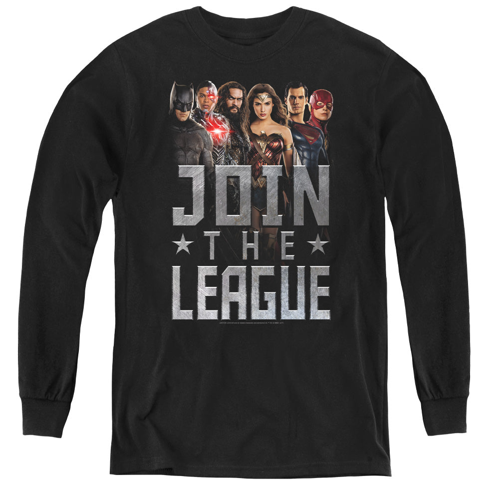 Justice League Movie Join the League Long Sleeve Kids Youth T Shirt Black