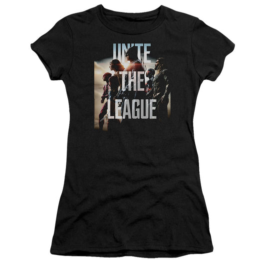 Justice League Movie Dawn Junior Sheer Cap Sleeve Womens T Shirt Black