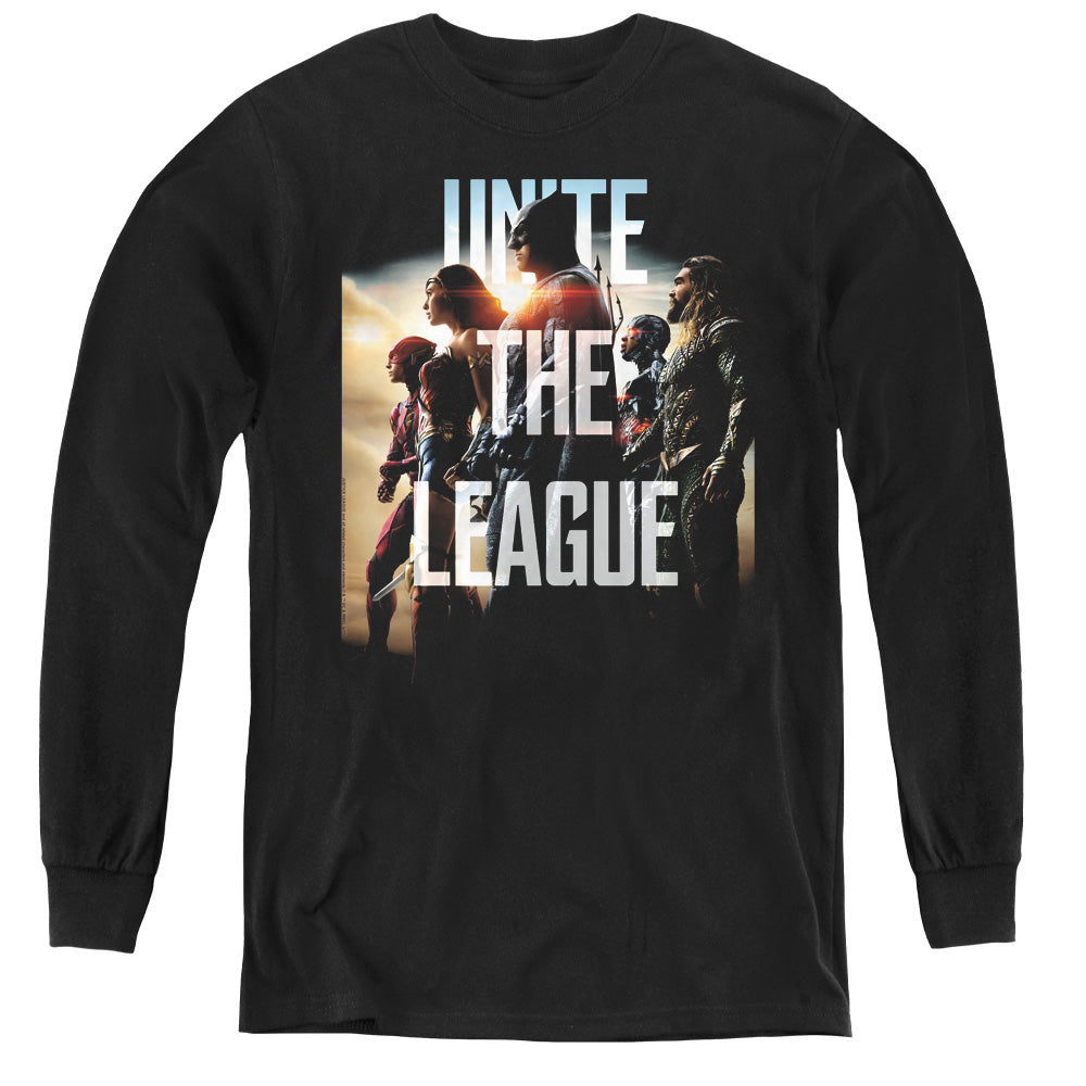 Justice League Movie Dawn Long Sleeve Kids Youth T Shirt Black