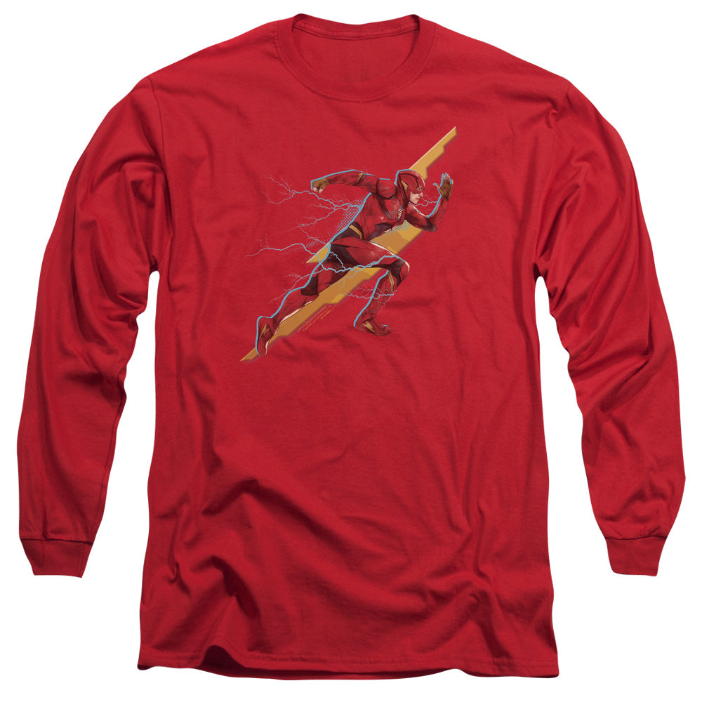 Justice League Movie Flash Forward Mens Long Sleeve Shirt Red