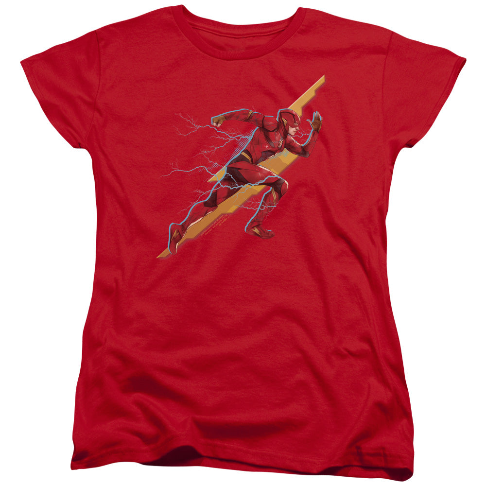 Justice League Movie Flash Forward Womens T Shirt Red