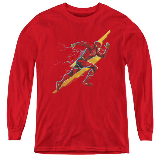 Justice League Movie Flash Forward Long Sleeve Kids Youth T Shirt Red