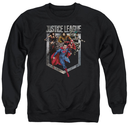 Justice League Movie Charge Mens Crewneck Sweatshirt Black