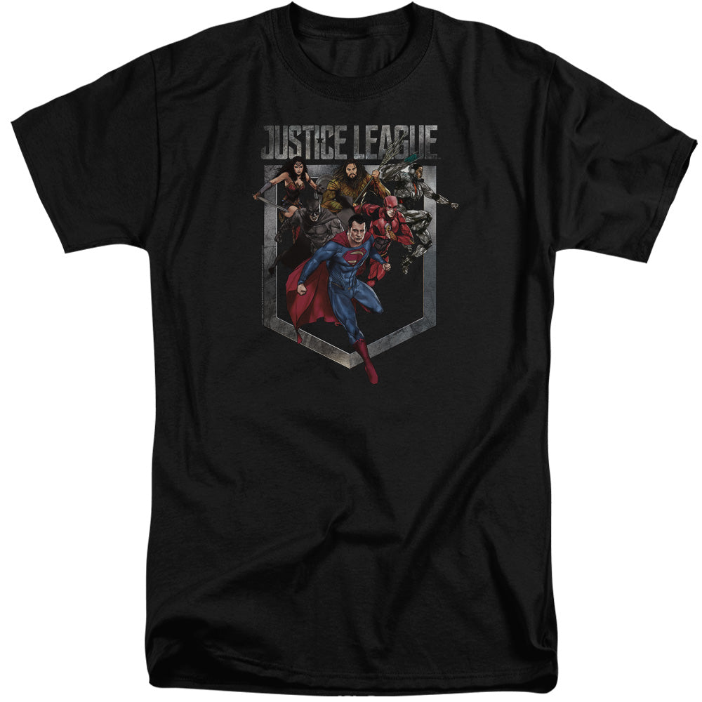 Justice League Movie Charge Mens Tall T Shirt Black