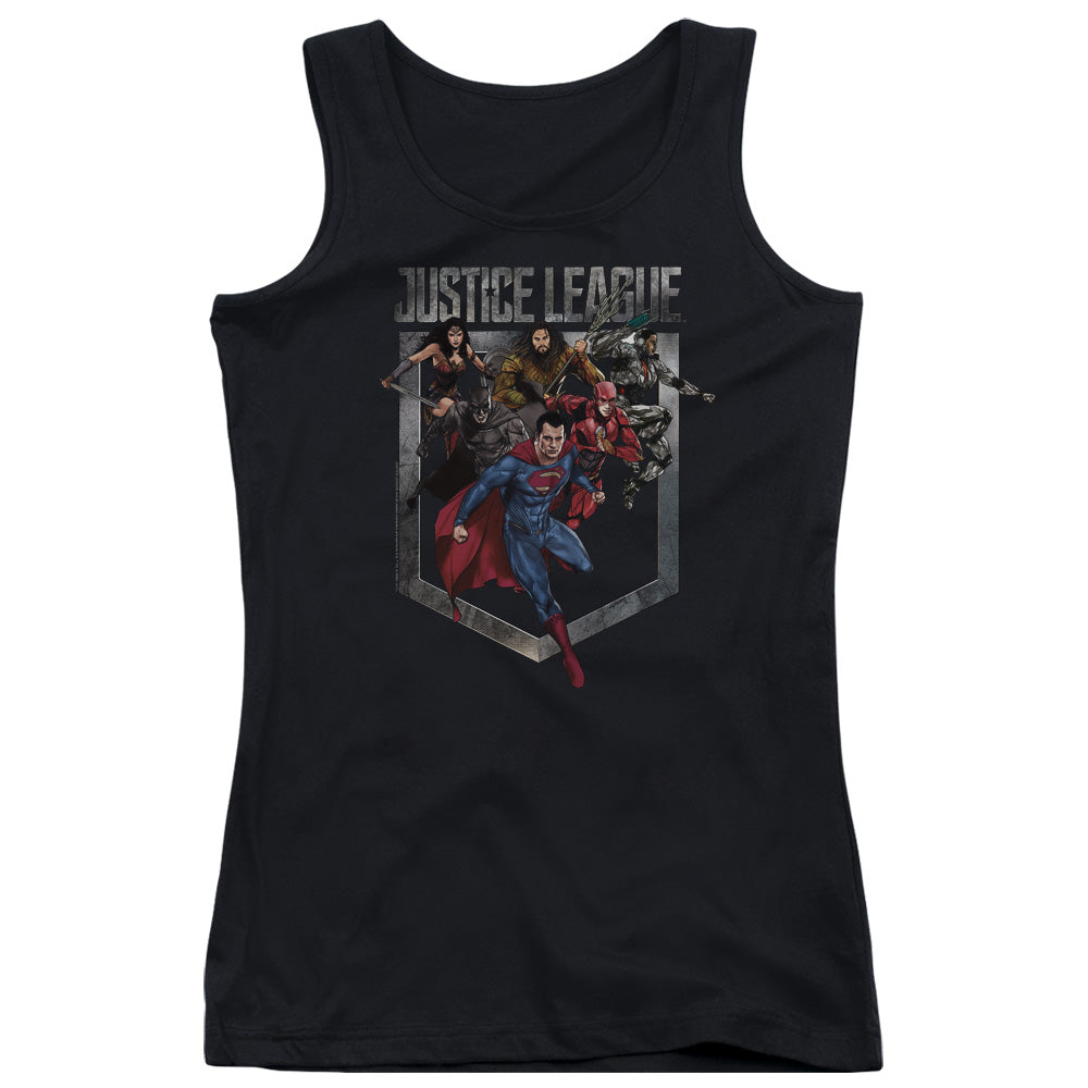 Justice League Movie Charge Womens Tank Top Shirt Black