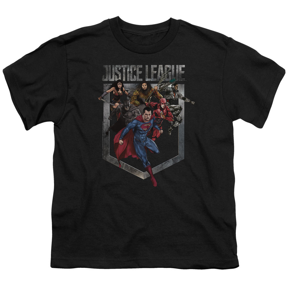 Justice League Movie Charge Kids Youth T Shirt Black