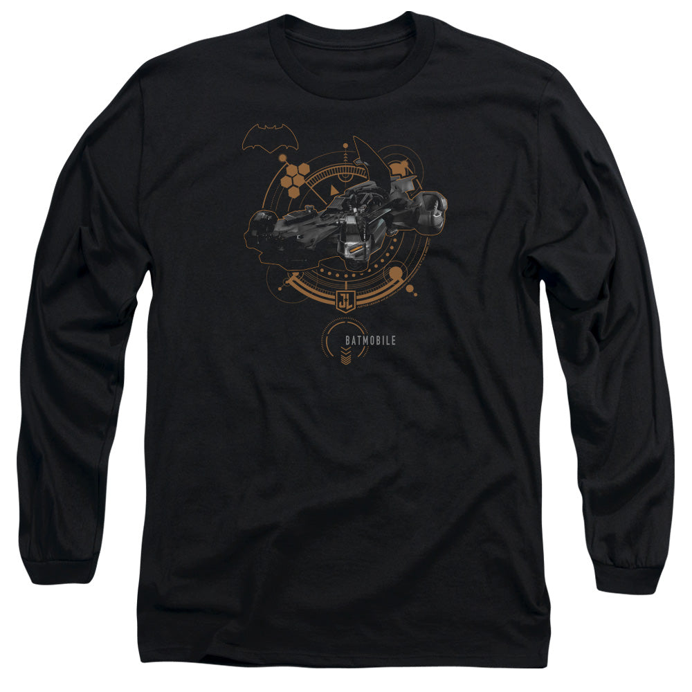 Justice League Movie Batmobile Mens Long Sleeve Shirt Black