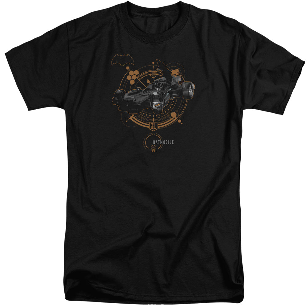Justice League Movie Batmobile Mens Tall T Shirt Black