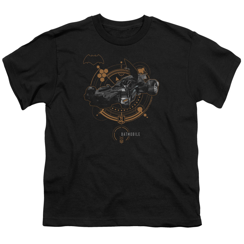 Justice League Movie Batmobile Kids Youth T Shirt Black
