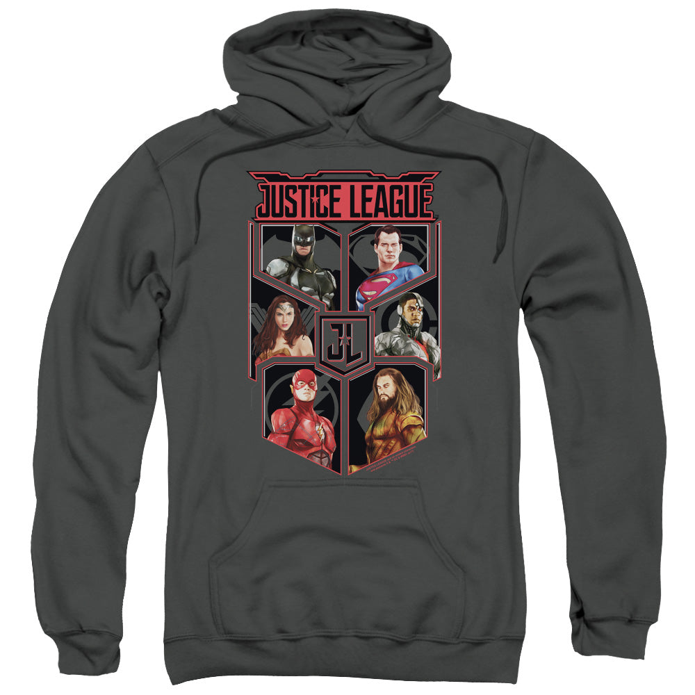 Justice League Movie League of Six Mens Hoodie Charcoal
