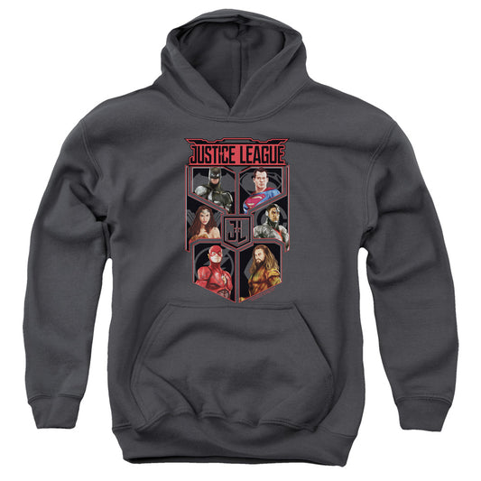Justice League Movie League of Six Kids Youth Hoodie Charcoal