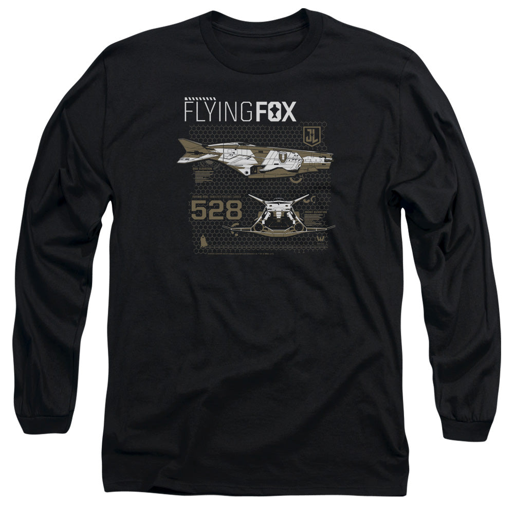 Justice League Movie Flying Fox Mens Long Sleeve Shirt Black